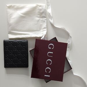 Gucci Black Embossed Leather Card Holder
